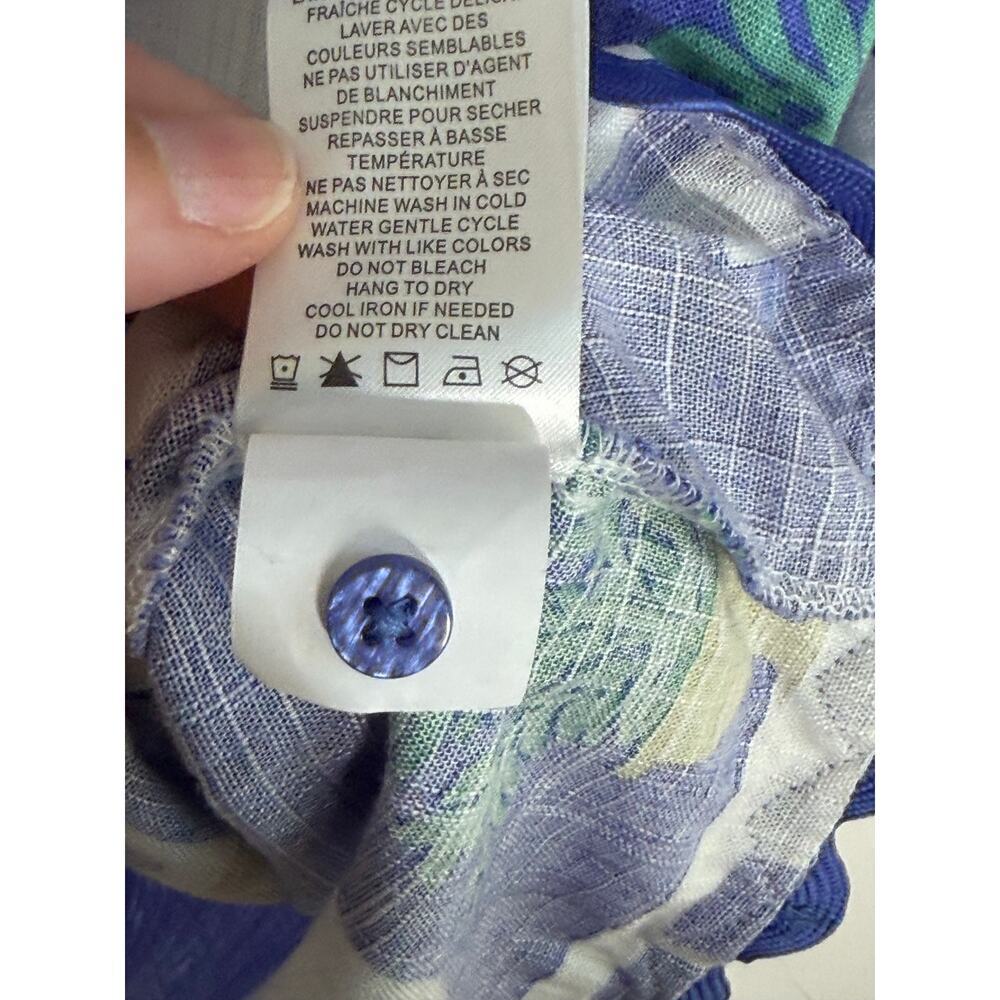 Calypso St. Barth Resort Short Sleeve Button-Down Shirt Blue/White Womens Size M - Picture 4 of 10